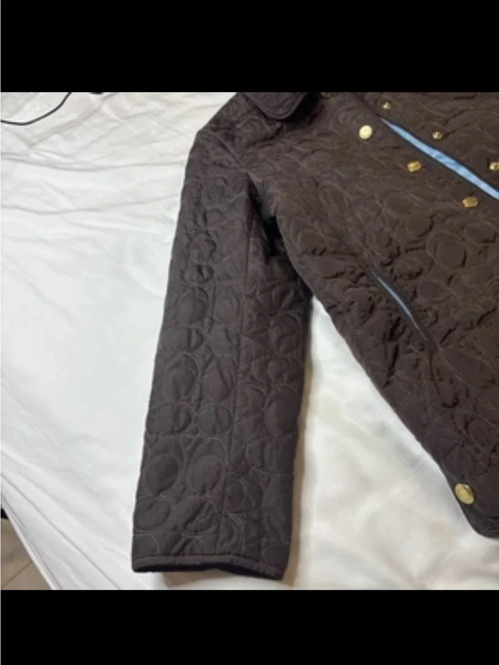 Coach Brown Quilted Logo Puffer Snap Jacket Coat, Size L